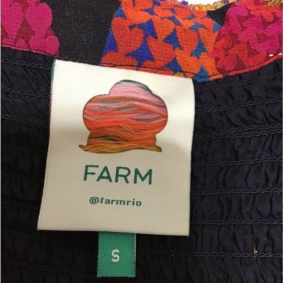 FARM Rio Daisy Hearts Smocked Drop Waist Mini Dress Size Small - Picture 9 of 11